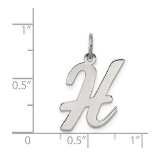 Sterling Silver Rhodium-plated Large Script Initial H Charm