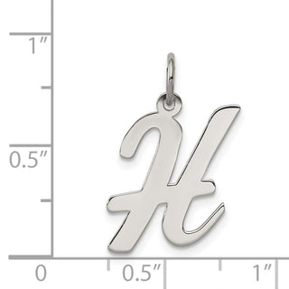 Sterling Silver Rhodium-plated Large Script Initial H Charm