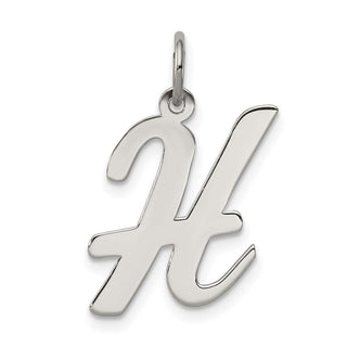 Sterling Silver Rhodium-plated Large Script Initial H Charm