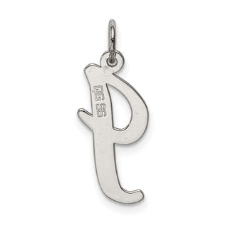 Sterling Silver Rhodium-plated Large Script Initial I Charm