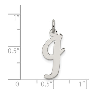 Sterling Silver Rhodium-plated Large Script Initial I Charm