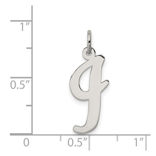 Sterling Silver Rhodium-plated Large Script Initial I Charm