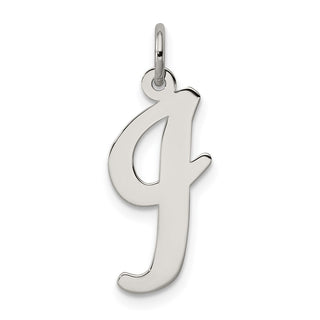 Sterling Silver Rhodium-plated Large Script Initial I Charm