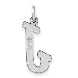 Sterling Silver Rhodium-plated Large Script Initial J Charm