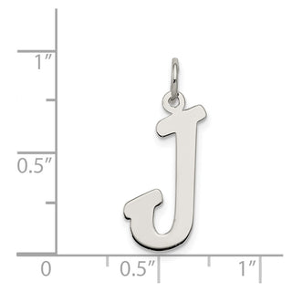 Sterling Silver Rhodium-plated Large Script Initial J Charm
