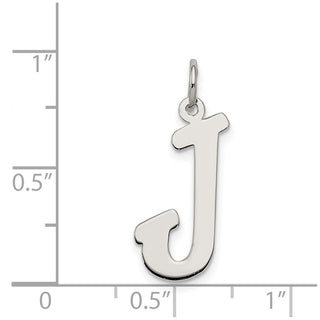 Sterling Silver Rhodium-plated Large Script Initial J Charm