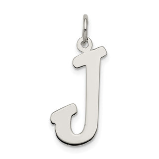 Sterling Silver Rhodium-plated Large Script Initial J Charm