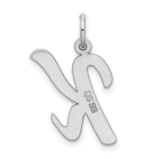 Sterling Silver Rhodium-plated Large Script Initial K Charm