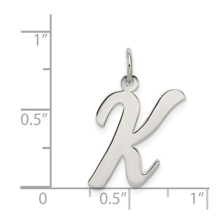Sterling Silver Rhodium-plated Large Script Initial K Charm