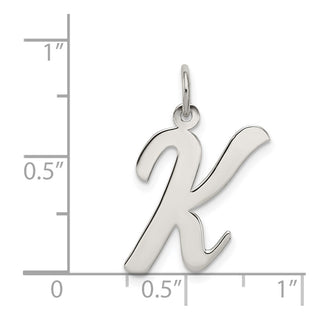 Sterling Silver Rhodium-plated Large Script Initial K Charm