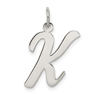 Sterling Silver Rhodium-plated Large Script Initial K Charm