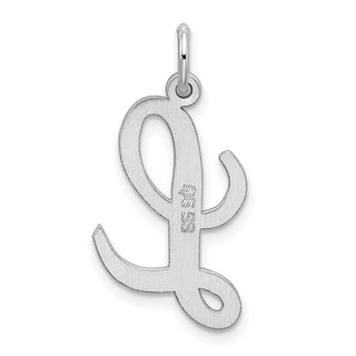 Sterling Silver Rhodium-plated Large Script Initial L Charm