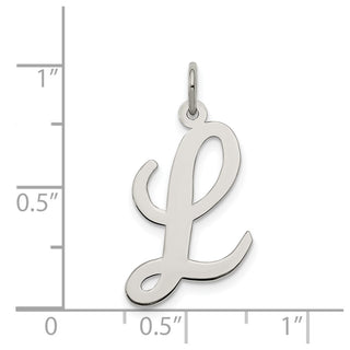 Sterling Silver Rhodium-plated Large Script Initial L Charm