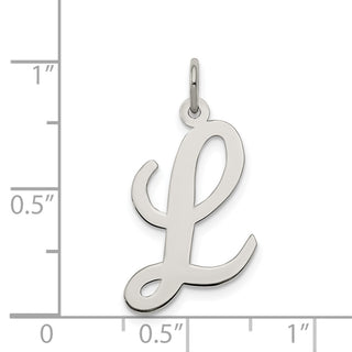 Sterling Silver Rhodium-plated Large Script Initial L Charm