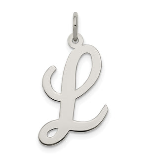Sterling Silver Rhodium-plated Large Script Initial L Charm