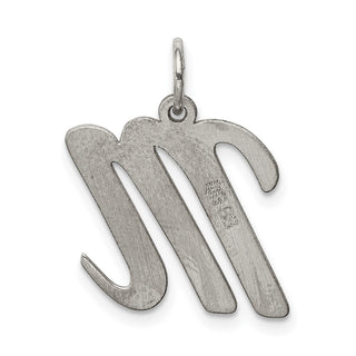 Sterling Silver Rhodium-plated Large Script Initial M Charm