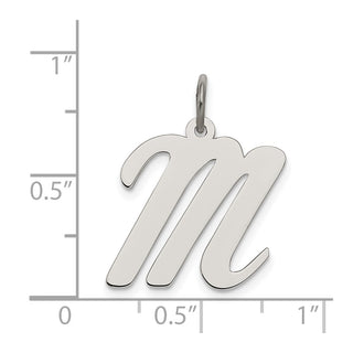 Sterling Silver Rhodium-plated Large Script Initial M Charm