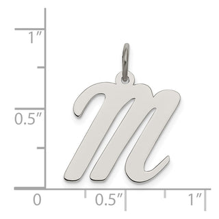 Sterling Silver Rhodium-plated Large Script Initial M Charm
