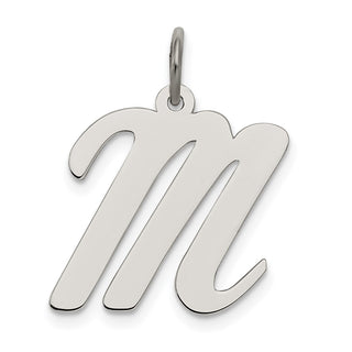 Sterling Silver Rhodium-plated Large Script Initial M Charm