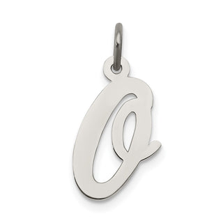 Sterling Silver Rhodium-plated Large Script Initial O Charm