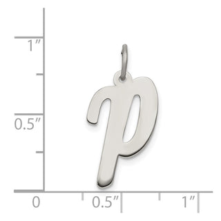 Sterling Silver Rhodium-plated Large Script Initial P Charm