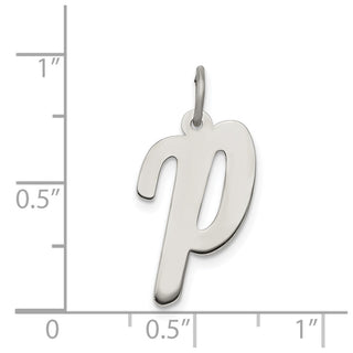 Sterling Silver Rhodium-plated Large Script Initial P Charm