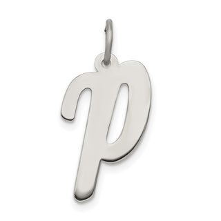 Sterling Silver Rhodium-plated Large Script Initial P Charm