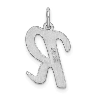 Sterling Silver Rhodium-plated Large Script Initial R Charm