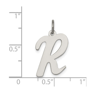 Sterling Silver Rhodium-plated Large Script Initial R Charm
