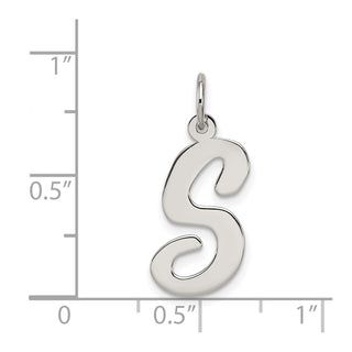 Sterling Silver Rhodium-plated Large Script Initial S Charm