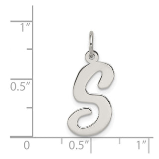 Sterling Silver Rhodium-plated Large Script Initial S Charm