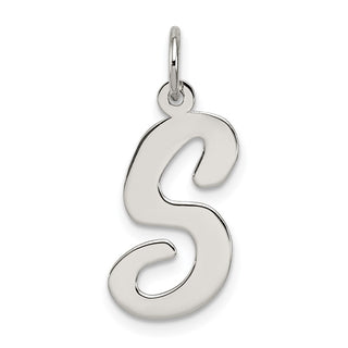 Sterling Silver Rhodium-plated Large Script Initial S Charm
