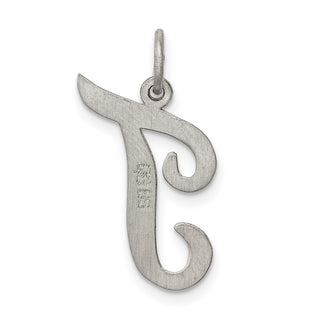 Sterling Silver Rhodium-plated Large Script Initial T Charm