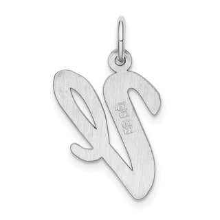 Sterling Silver Rhodium-plated Large Script Initial V Charm