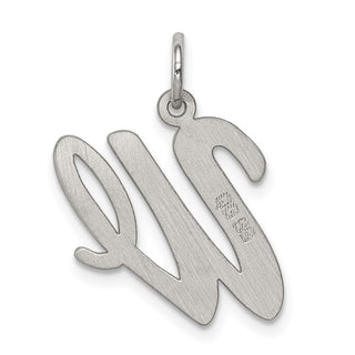 Sterling Silver Rhodium-plated Large Script Initial W Charm