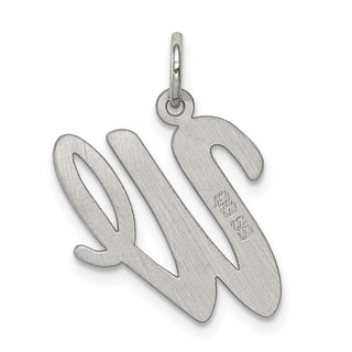 Sterling Silver Rhodium-plated Large Script Initial W Charm