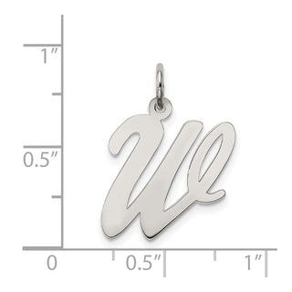 Sterling Silver Rhodium-plated Large Script Initial W Charm
