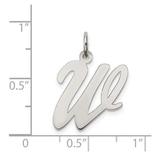 Sterling Silver Rhodium-plated Large Script Initial W Charm