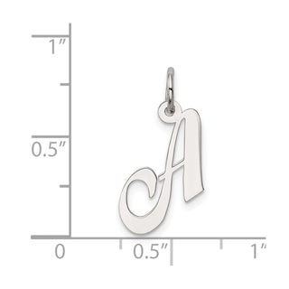 Sterling Silver Rhodium-plated Small Fancy Script Initial A Charm