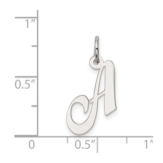 Sterling Silver Rhodium-plated Small Fancy Script Initial A Charm