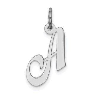 Sterling Silver Rhodium-plated Small Fancy Script Initial A Charm