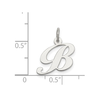 Sterling Silver Rhodium-plated Small Fancy Script Initial B Charm