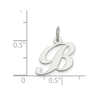 Sterling Silver Rhodium-plated Small Fancy Script Initial B Charm