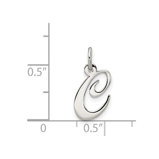 Sterling Silver Rhodium-plated Small Fancy Script Initial C Charm