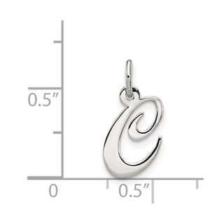 Sterling Silver Rhodium-plated Small Fancy Script Initial C Charm