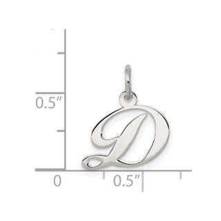 Sterling Silver Rhodium-plated Small Fancy Script Initial D Charm