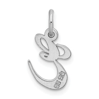 Sterling Silver Rhodium-plated Small Fancy Script Initial E Charm