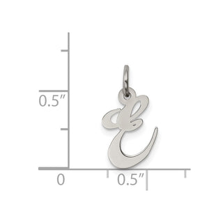 Sterling Silver Rhodium-plated Small Fancy Script Initial E Charm
