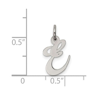 Sterling Silver Rhodium-plated Small Fancy Script Initial E Charm