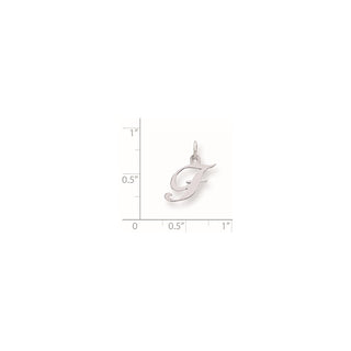 Sterling Silver Rhodium-plated Small Fancy Script Initial F Charm